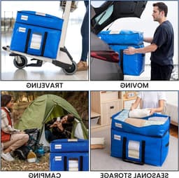 Dubbele Laag Verhuiszakken Extra Groot met Sterke Handvatten en Ritsen - Ideaal voor Kledingopslag, Verhuismateriaal en Waszakken (Blauw, 4 Stuks) — thumbnail 3