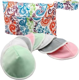 Herbruikbare Borstvoeding Pads - 8 Wasbare Pads + Nat Zak + Waszak, Zachte Nipple Covers voor Moeders - Ideaal voor Borstvoeding en Maternity (Pastel Touch, Groot 4.7 inch) — thumbnail 1