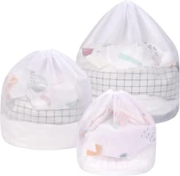 3 Stuks Trekkoord Mesh Waszakken, Duurzame Netwaszakken voor Delicate Kleding, Babykleding en Speelgoedopslag — thumbnail 1