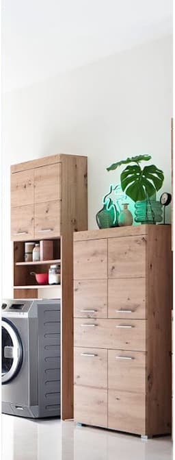trendteam Wasmachine-opbouw badkamerkast Amanda/Mando knoestig eiken 63 x 187 x 24 cm — thumbnail 5