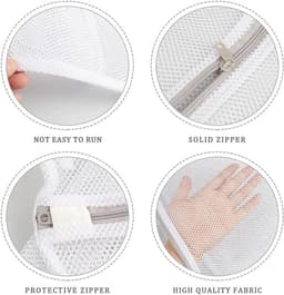 4-delige Waszakken Set - 2 Groot + 2 Medium - Fijnmazig Polyester Met Ritssluiting - Herbruikbaar voor Delicaat Wassen & Wasmachine — thumbnail 2