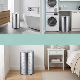 Wasmand met deksel - 42 l - rvs - zilver — thumbnail 3