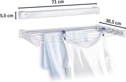 ZMR® Wanddroogrek - Wasrek - Droogrek - 3m - Wit - 37cm x 71cm x 6cm — thumbnail 4