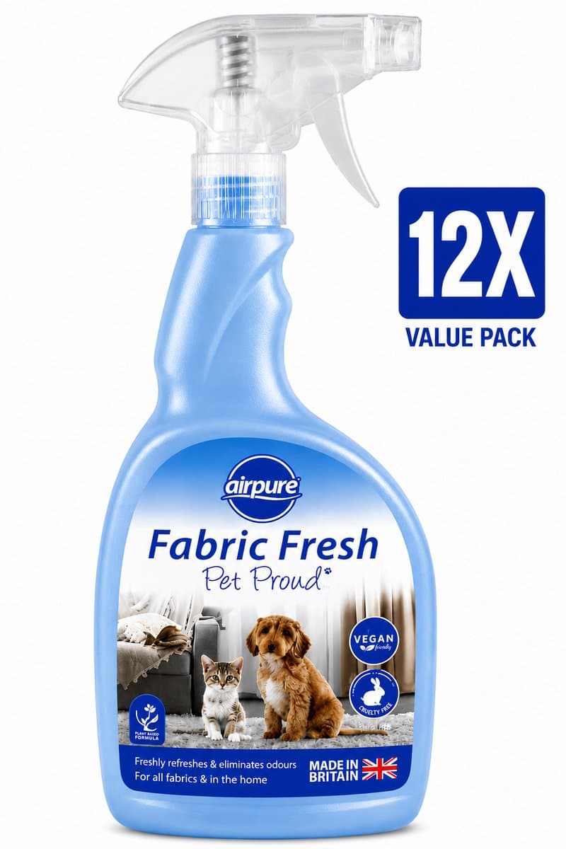 Airpure Textielverfrisser Pet Proud Huisdier 750 ml Spray - Set van 12 Flessen (9 L Totaal) - Geurneutralisator voor Beddengoed Gordijnen Kleding en Meubels - 100% Veganistisch en Dierproefvrij - Made in UK — afbeelding 1
