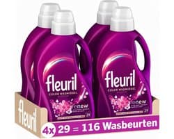 Fleuril Color Blossom - Vloeibaar Wasmiddel - Gekleurde Was - Intense Geurbeleving - 4x29 Wasbeurten - Voordeelverpakking