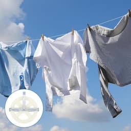 Waslijnrol - Kledingrol - Kleding Drogen - Duurzaam Materiaal - 5 inch Wiel - Wit — thumbnail 3