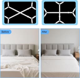 4 stuks verstelbare bedlakenspanners, witte spanlakenspanners met metalen clips, twee zijden met vier klemmen, bedlakenhouder, maatbereik 68-280 cm, voor bedlaken, matras, strijkplank, sofabekleding — thumbnail 4