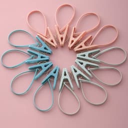 Verpakking van 24 stuks - Wasknijpers - Waslijnklemmen - Draagbare klemmen - Kleine huishoudklemmen - Blauw, groen, roze - 5.8*1.3 cm - Geschikt voor waslijnen en wasknijpers - Te gebruiken voor het drogen van kleding thuis en buitenshuis — thumbnail 5