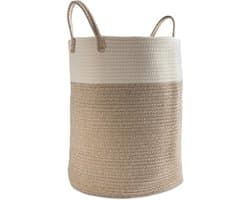 Beyahl - Wasmand katoen 52L merkloos rond opvouwbaar met handvaten 46x38 cm opbergmand speelgoedmand stevige wasbox — afbeelding 1