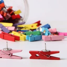 Houten Clips Punaises - Decoratieve Spelden - Foto's Ophangen - Combinatie Clip & Pin - 35 cm - Geassorteerd — thumbnail 3