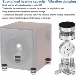 Luidspreker Isolatievoeten - Schokdempers Hifi - Audio Verbetering - Veer Demping Systeem - 4 stuks 9kg - Zilver — thumbnail 4