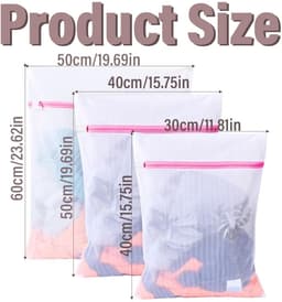 Dailygoods- Waszak 6-delig - Waszakken voor wasgoed - Waszak met ritssluiting - Wasnet groot/medium/klein - Bescherming voor delicate kleding - Duurzaam en robuust — thumbnail 3