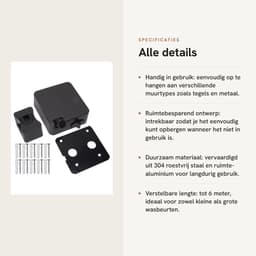 Dailygoods- Waslijn 6m - Intrekbare Drooglijn - Muur Gemonteerd - Roestvrij Staal - Verstelbaar - Maximale Draagkracht 25 kg — thumbnail 3