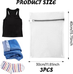 Dailygoods- Waszak Groot - Waszakjes met Rits - Waszakken voor Wasgoed - Herbruikbare Waszak - 3 Stuks - Polyester 30x40 cm - Wasnet — thumbnail 4