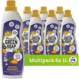 Marcel's Green Soap Universeel Wasmiddel - Amber & Ylang Ylang - 6 x 1L - 138 wasbeurten — thumbnail 1