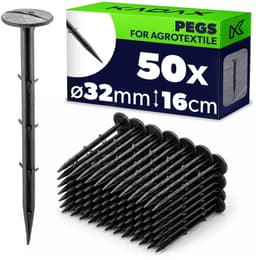 KADAX 50 stuks kunststof grondpennen – 16 cm lange grondankers met een kopdiameter van 32 mm – grondankers voor het bevestigen van tuinvlies en onkruidvlies in de tuin — thumbnail 1