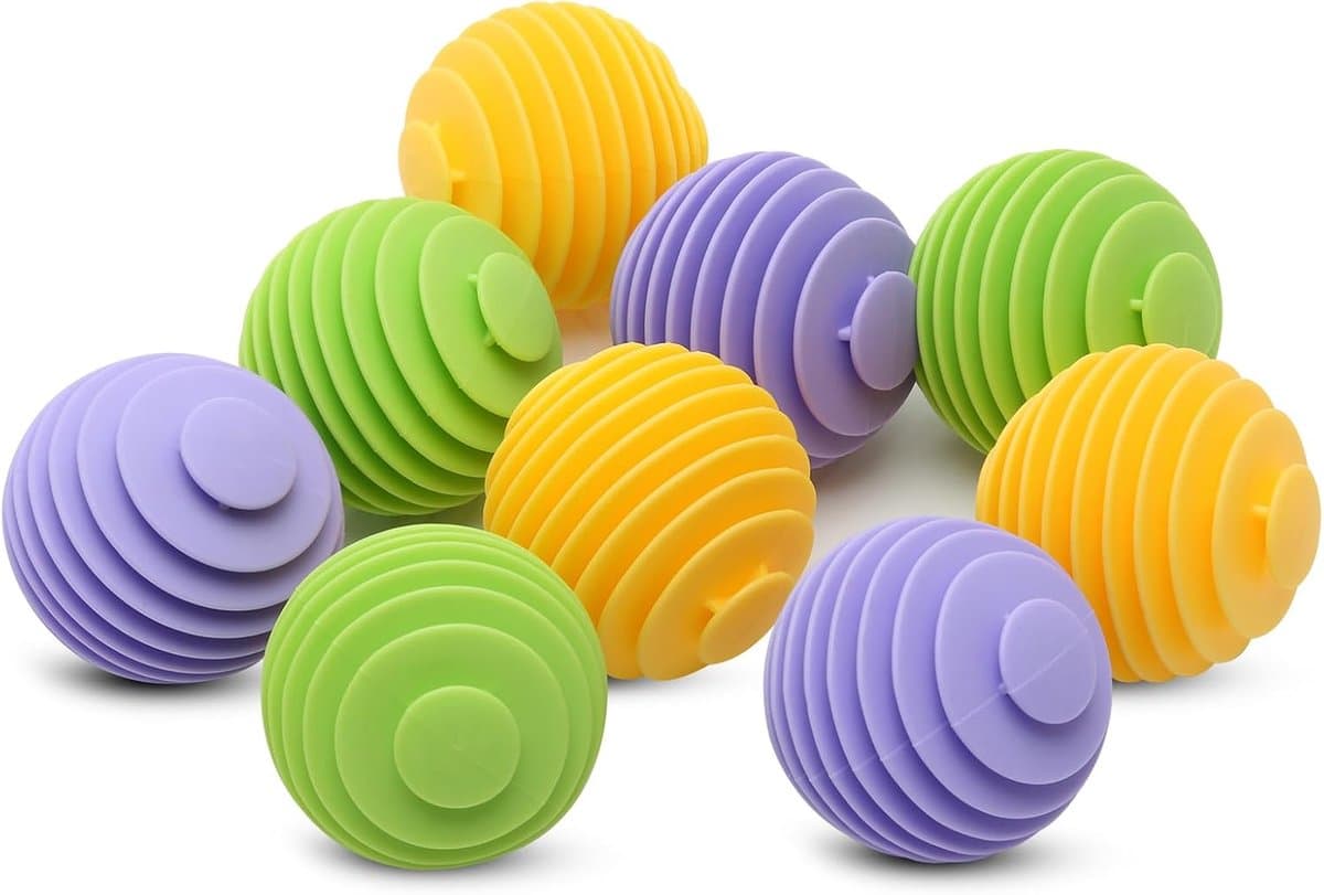 9 stuks wasballen voor de wasmachine - wasdroogballen van rubber en siliconen- Herbruikbare wasballen die de stof verzachten-kreukels verminderen en aan elkaar plakken — afbeelding 1