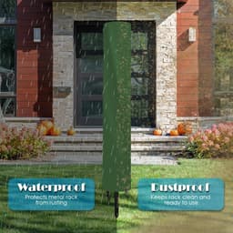 Droogmolen Hoes - 165 x 16 x 16 cm - Beschermhoes Universeel - Oxford-stof - Heavy Duty Roterende Waslijn Afdekking - Met rits en trekkoord - Waterdicht - Stofdicht - Winddicht - UV-bestendig - Voor Tuin, Binnenplaats, Buiten en op de Camping - Groen — thumbnail 3
