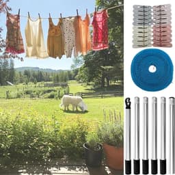 Waslijn Palen - Kledingsteun - Buiten Was Drogen - Roestvrij Staal - 220 cm Hoog - Zilver — thumbnail 4