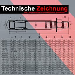 Ankerbouten Roestvrij Staal - Zware Bevestiging Bouten - Beton Montage - Vochtbestendig V2A Materiaal - M12 x 125 mm — thumbnail 5
