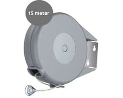 V&P Products® Uittrekbare Waslijn 15 Meter – Flexibele Roldrooglijn voor Binnen en Buiten – Inclusief Bevestigingsmateriaal - Grijs — afbeelding 1
