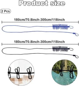2 Stuks Elastische Waslijn, Reiswaslijn, Draagbare Waslijn, met 12 Metalen Knijpers Elk, voor Kledinghaken Kamperen Binnen en Buiten (Zwart, Donkerblauw) — thumbnail 3