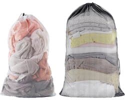 Grote Waszakken voor de Wasmachine, 40 x 50/50 x 60 cm, Herbruikbare Mesh Tas met Trekkoord voor Kleding, Dekbedhoezen en Broeken