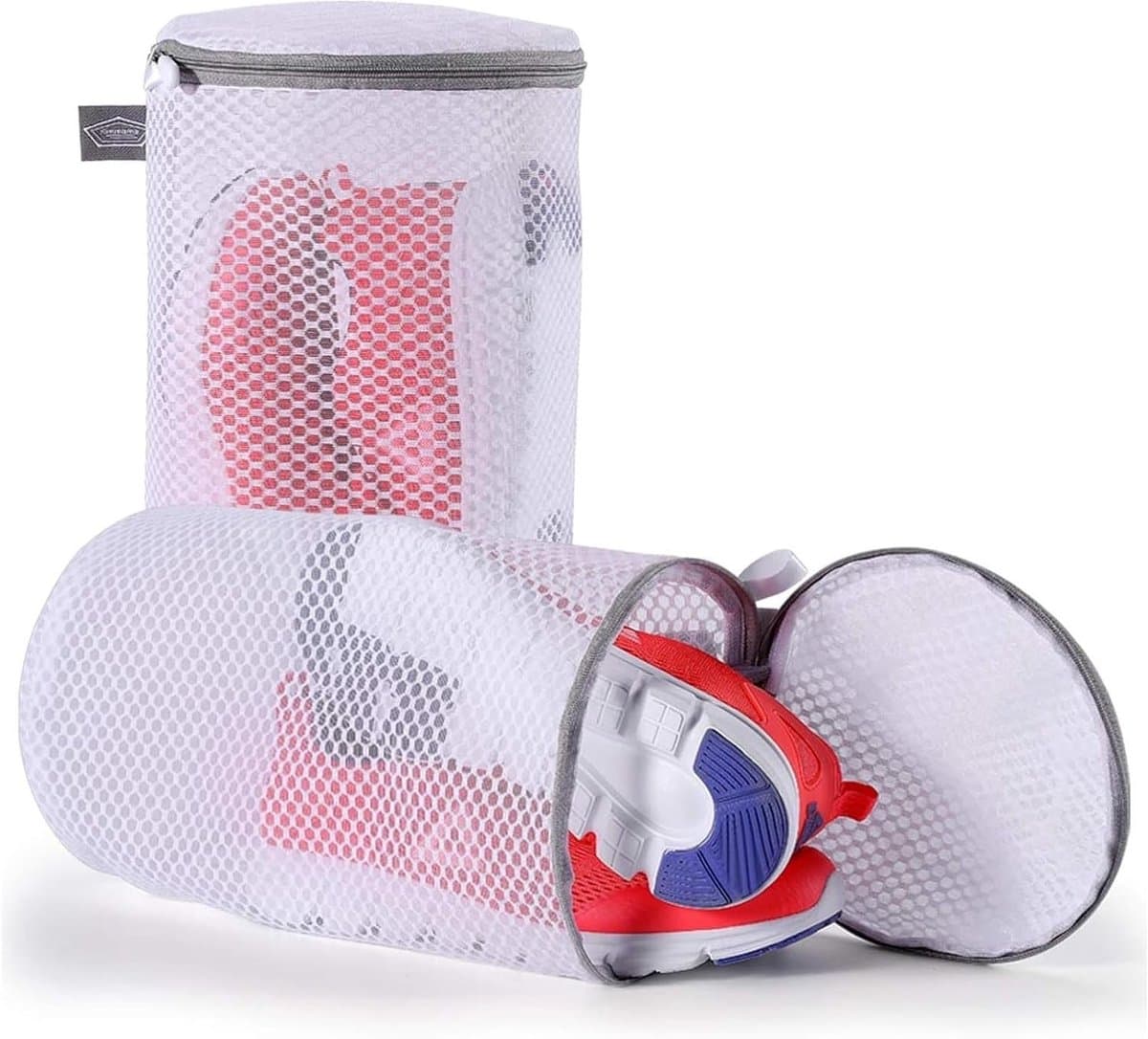 Schoenwaszakken voor Sneakers en Sportschoenen, Grote Maat met Grijze Rits, 2 Stuks van 7 x 15 Inch, Ideaal voor Wasmachine en Bescherming — afbeelding 1