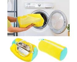 Set van 2 Schoenwaszakken voor de Wasmachine, 360° Reiniging, Multi-Laundry Tas voor Sneakers en Sportschoenen, Geschikt voor Wasmachine en Droger met Reinigingsfleece (Geel)