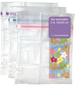 Waszak - Wasnetten voor de wasmachine 3x - microvezeldoek 1x - Wit - Roze - Blauw - Paars - 50 x 40 cm - Incl. verzenden - Ritssluiting - Wasnetjes - Washing Bag - Waszakken - Wasnetje bh lingerie - Transparant - 100% polyester - Wasmachine — thumbnail 4