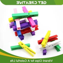 Kleine Kleurige Houten Knijpers voor Foto's, Collages en Postkaarten - 100 Stuks van 7 cm — thumbnail 2