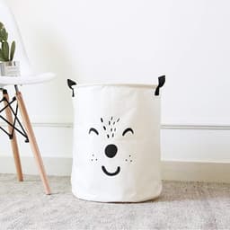 Stoffen wasmand, opvouwbare opbergzak voor huishoudelijke kleding, waterdichte wasmand, opbergemmer voor kleding, geschikt voor het opbergen van kleding, speelgoed en diverse benodigdheden (wit) — thumbnail 3