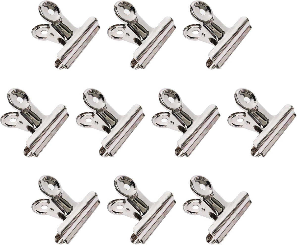 10 stuks Vershoudclips - voor afsluiten voedselzakken - 38MM Zilveren Metalen Clip Mappen - Kantoor Clips - Ronde Clips van Roestvrij Staal - Mappen - Vaste Paperclips - Voor Etiketten, Afbeeldingen, Documenten en Foto's — afbeelding 1