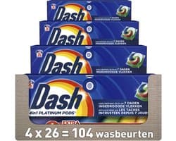 Dash 4in1 Wasmiddel Pods + Extra Vlekverwijdering voor Gekleurde Was - 4 x 26 Wasbeurten