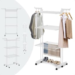 BAUER & MEYER® - Droogrek - Inklapbaar Wasrek - Incl. 20 wasknijpers - Droogtoren - Wastoren - 173 x 75 x 63 cm - Wit — thumbnail 3