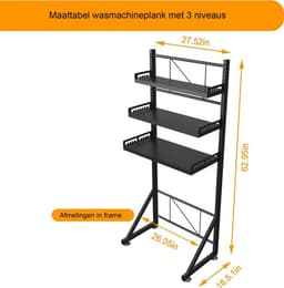 Thuys – Verstelbar Opbergrek – 3 Laags – Multifunctioneel Opbergsysteem – Ruimtebesparend Organizer Rek – Wasruimte Organizer – Hoogte Verstelbaar – Zwart — thumbnail 3