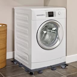 Aufun Verstelbare wasmachine basis 8 voet met rolwagen verplaatsbare voetstukken en frame voor wasmachine, droger, koelkast (grijs) — thumbnail 3