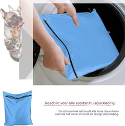 Waszakken voor huisdieren - Waszakken van twill polyester - Grote waszakken met rits - Voorkomt dat waszakken verstopt raken door dierenhaar - Waszakken voor huisdierendekens - Geweldig voor honden en katten (70x80cm) - blauw-L — thumbnail 3