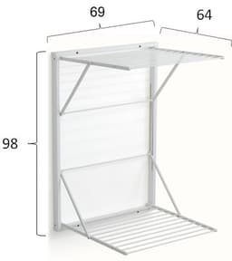 Arredamenti Italia Koral Laccato Bianco - Houten Handdoekrek - Inklapbaar Wanddroogrek - 13m Drooglengte — thumbnail 2
