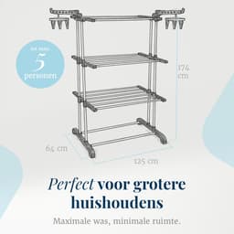 Wasrek met extra droogcarrousels - 45 meter drooglengte - Droogrek - Droogtoren - Wasrek inklapbaar - Droogrek inklapbaar - Wasrek staand - Wastoren — thumbnail 2