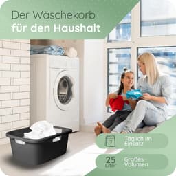 Novaliv 3-pack wasbak met 3 handgrepen 25L antraciet, wasboxset wasemmer wascontainer voor badkamerwas vuile was, wasbakken wasmand opbergmand verzamelbox — thumbnail 5