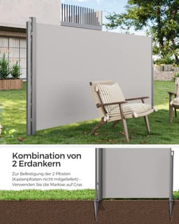 Furnstar GSA001 Grondanker voor Staande Palen van Zijluifels – Grijs – 46 cm Hoog Furnstar Grondankerset – Voor Aluminium Zijmarkiezen – Incl. Schroeven en Houder — thumbnail 3