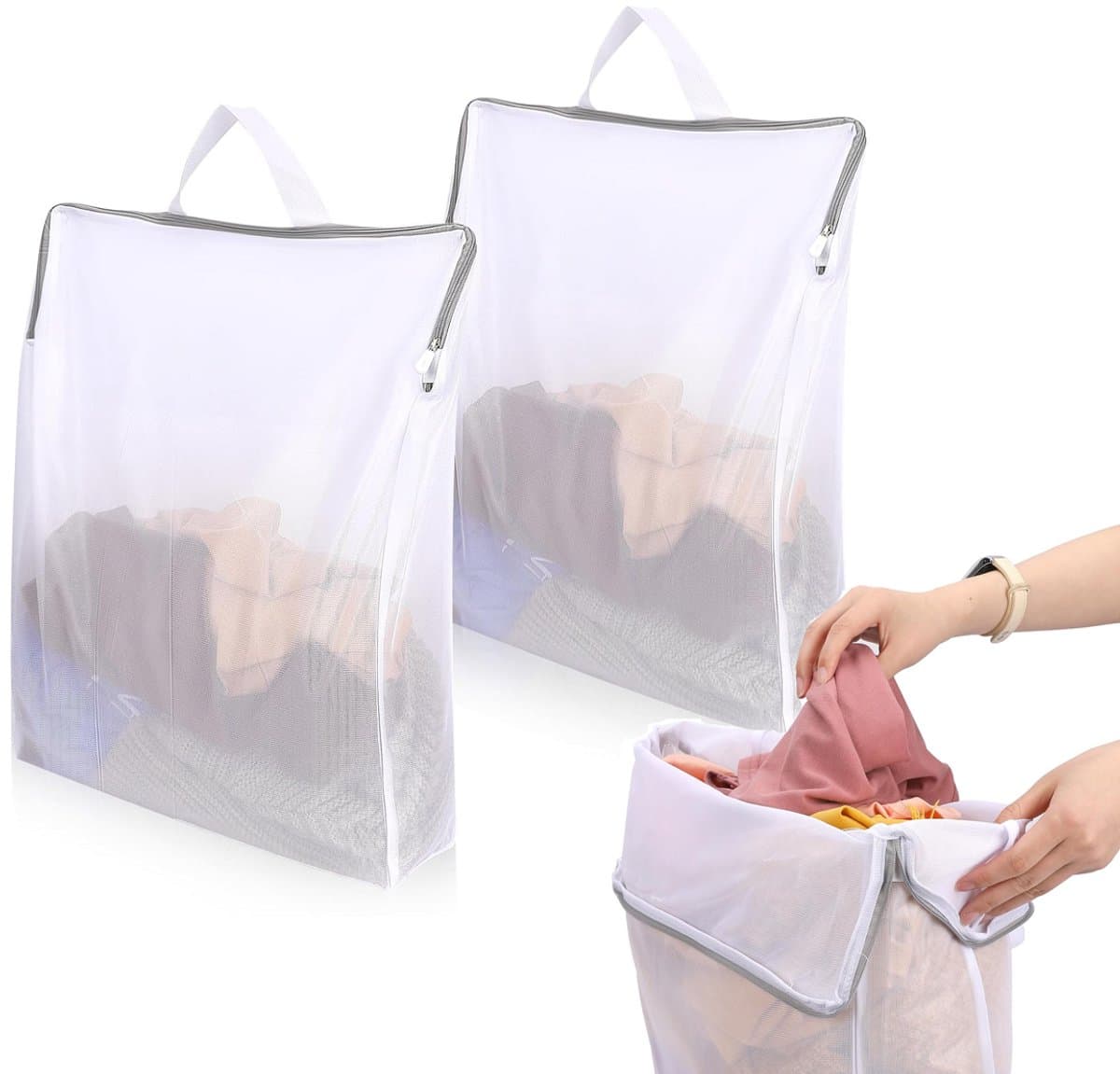 Waszak - 2 Stuks - Groot 40 × 50 CM - Waszakjes met Rits - Waszakken voor Wasgoed - Laundry Bag - Waszakje Lingerie - Wasnet - Waszak Wasmachine - Washing Bag - Waszakjes - Waszak Ondergoed - Waszakjes Groot - Wasnetten met Rits voor Wasgoe — afbeelding 1