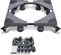 Koelkastonderstel, voetstuk voor wasmachine en droger, 45-75 cm verstelbaar, geschikt voor koelkasten, wasmachines - 8 voet met 4 wielen, grijs — thumbnail 2