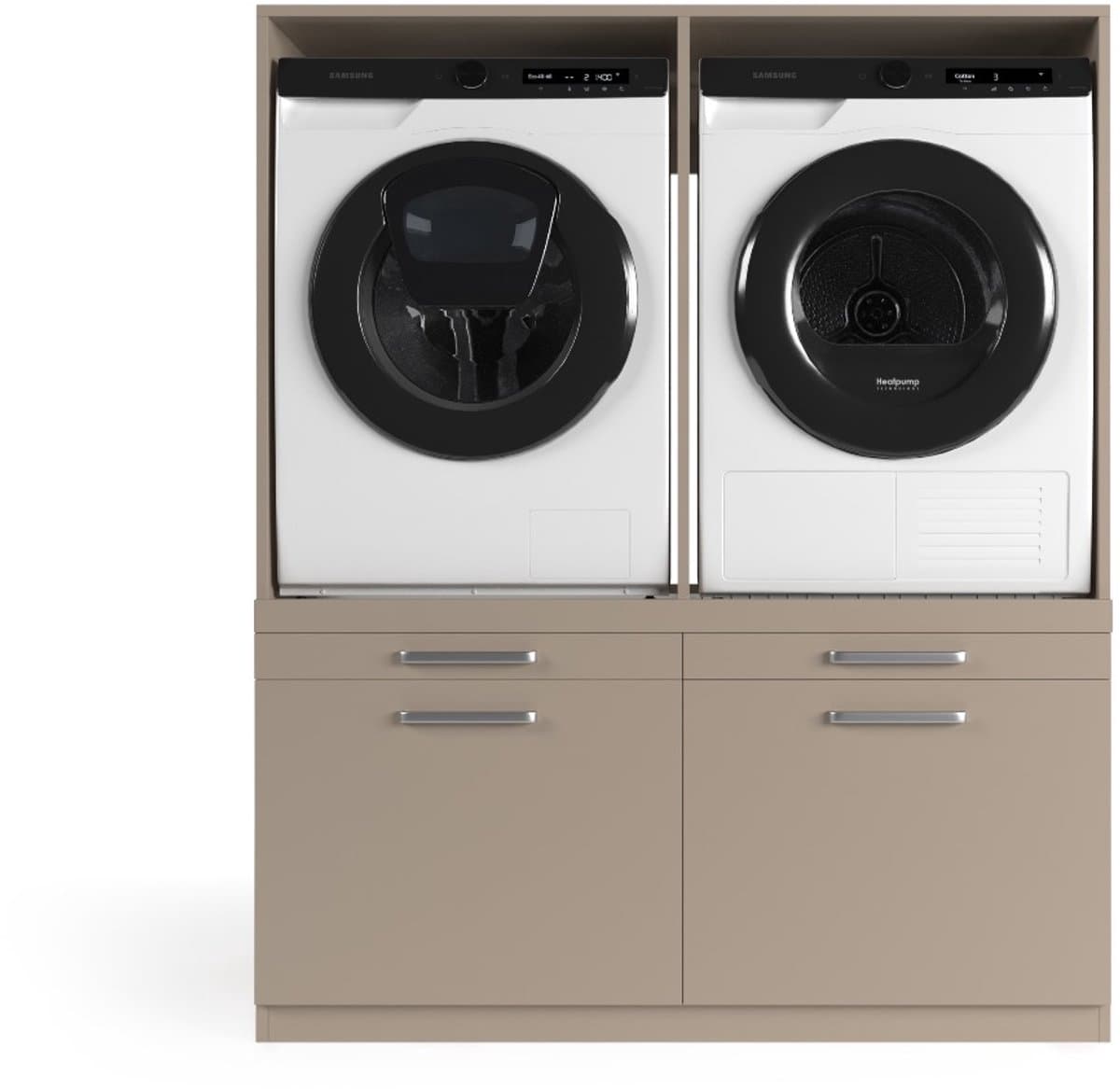 Wasophoogte® Wasmachine Kast Oslo - Wasmachine verhoger - Wasmachine ombouw - 700(D)*1330(B)*1580(H) mm - Taupe — afbeelding 1