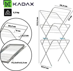 Compacte verticale staande droger met 15 meter droogoppervlak - Inklapbaar luchtstroomdroogrek voor binnen en buiten — thumbnail 2