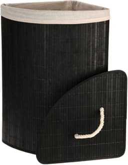 Ceruzo Bamboe Wasmand - Hoek Model - 72L - Vouwbaar - Deksel - 35 x 35 x H 60 cm- Zwart — thumbnail 5
