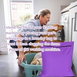 Waszak voor huisdieren - waszakje voor huisdieren - Grote waszakken voor huisdieren - voorkomt dat dierenhaar de wasmachine verstopt - voor honden , katten , paarden , konijnen - paars - 70*80 cm — thumbnail 4