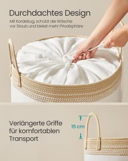 90L Katoenen Wasemmer met Deksel - Beige, geschikt — thumbnail 4
