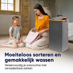 DARI. Wasmand 100L - Opvouwbare wasmand - Uitneembare waszak - Wassorteerder - Grijs — thumbnail 4